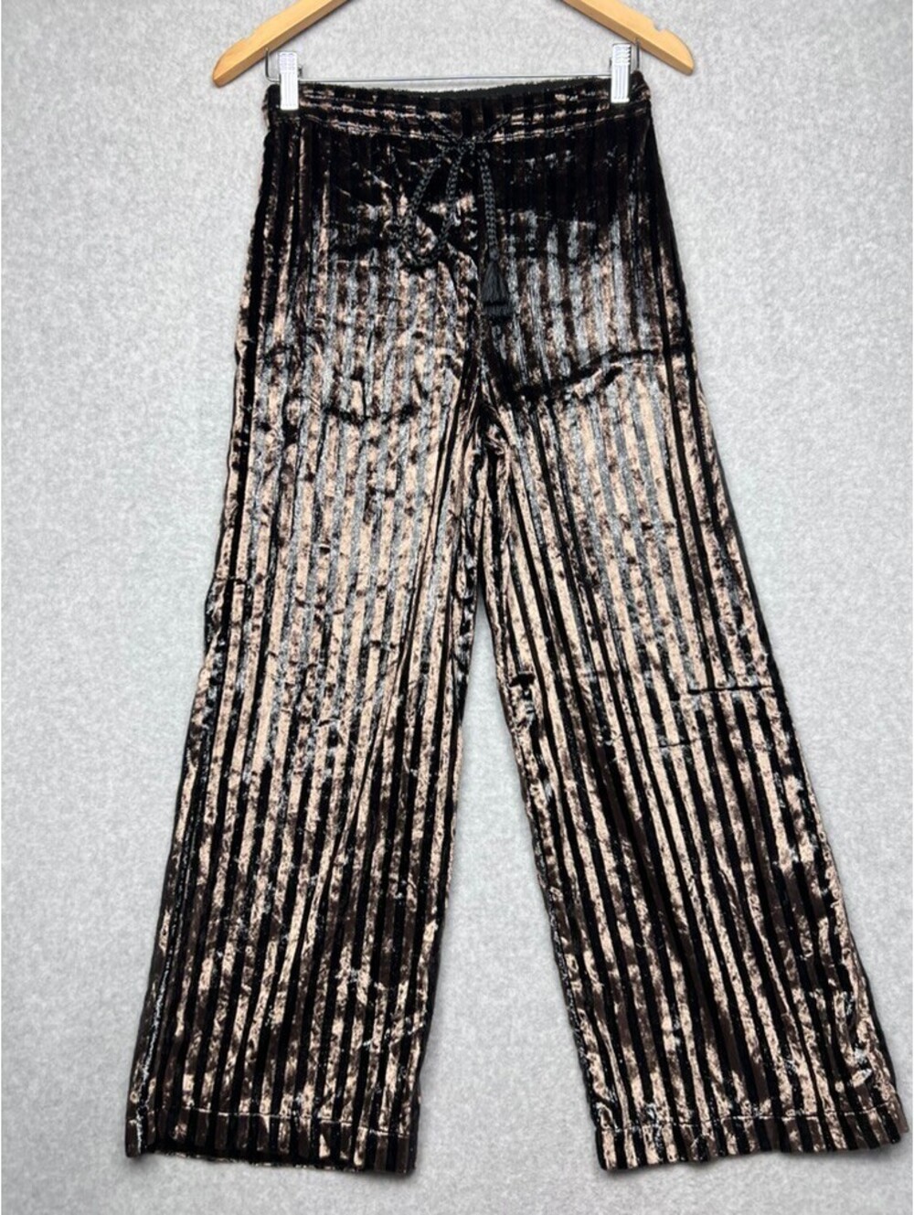 House of Harlow Revolve Ross Velvet Striped Pants XS Wide Leg Metallic Party